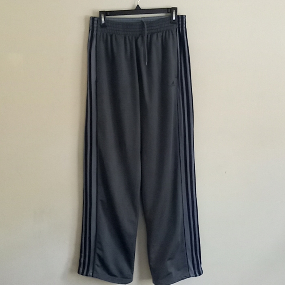Men's Gray/Blue Adidas Track Pants sz L
